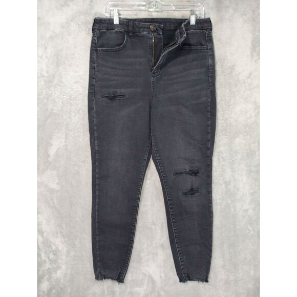 American Eagle Jeans Womens 14 Black Next Level Stretch Curvy Hi Rise Jegging - Picture 1 of 10